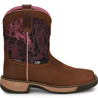 Justin Womens Rush Harvest Brown Water Buffalo Square Toe Boot
