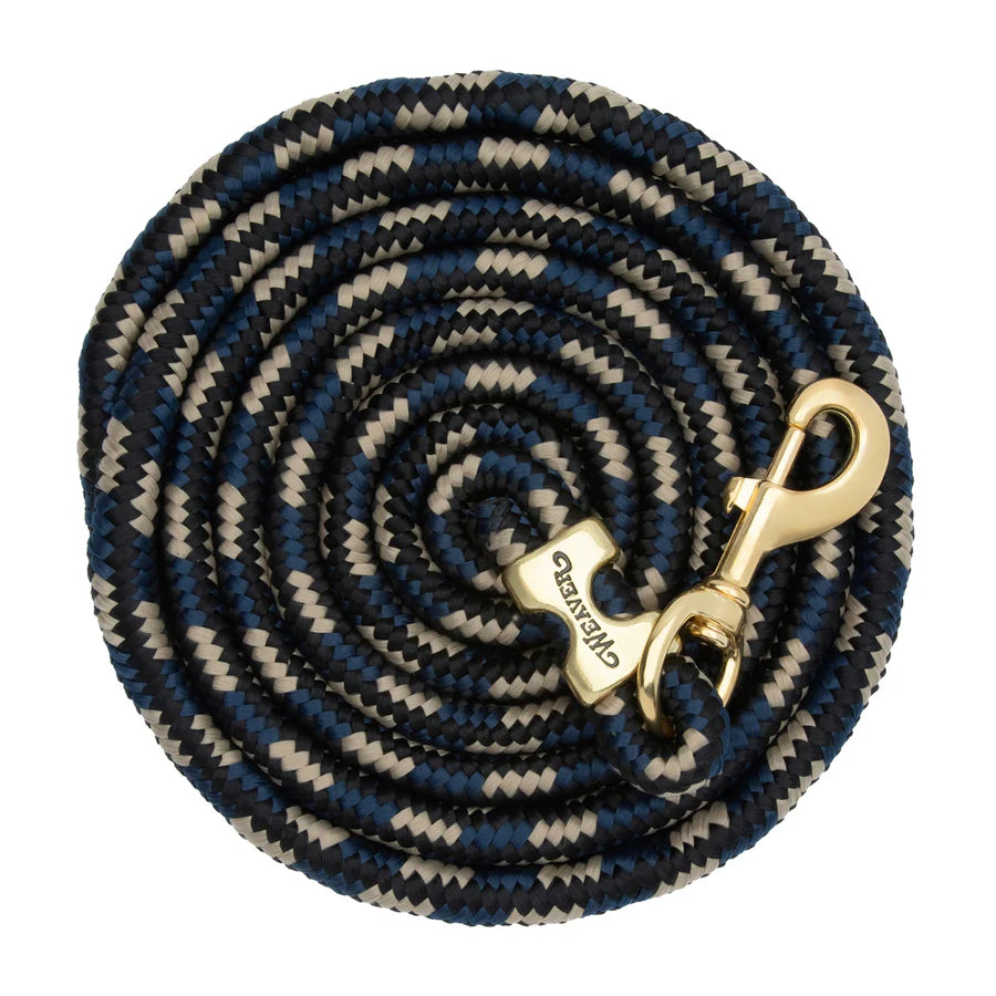 Corde de tête en cuir et polyester Weaver de 3 m avec mousqueton en laiton massif - Diamant