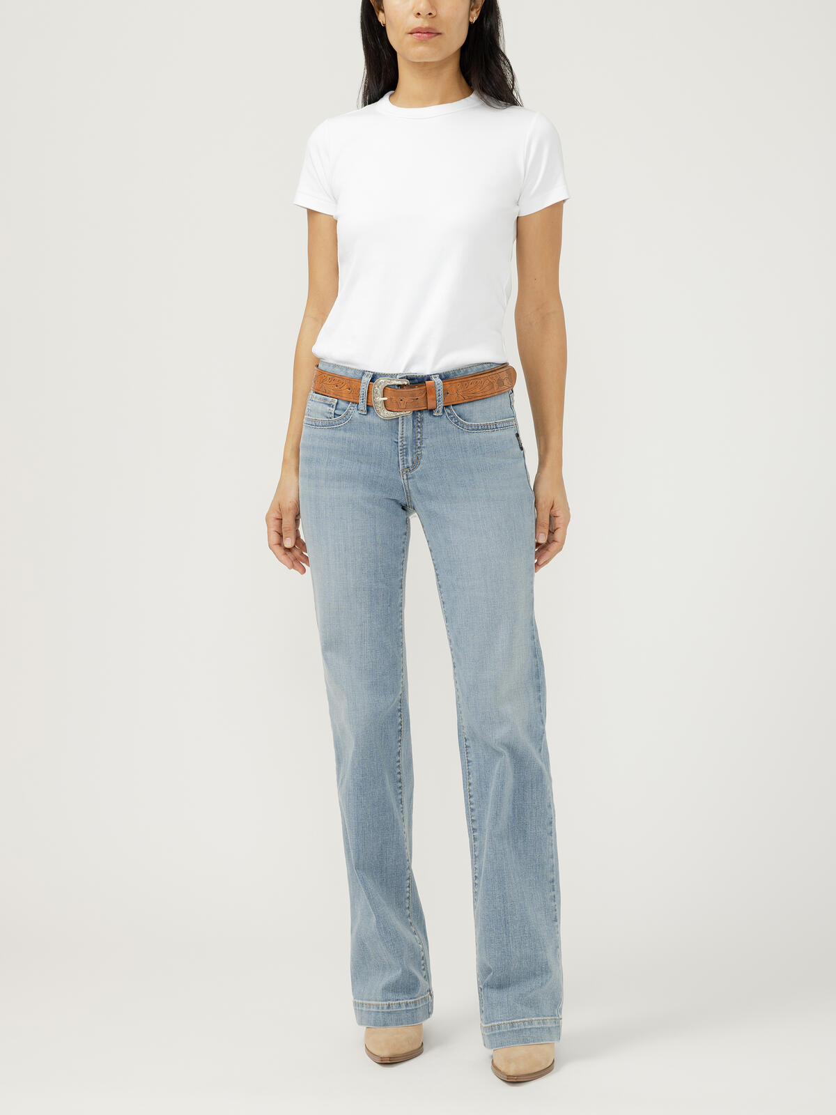 Silver Womens Suki Mid Rise Trouser Leg Frontier Strong Jeans