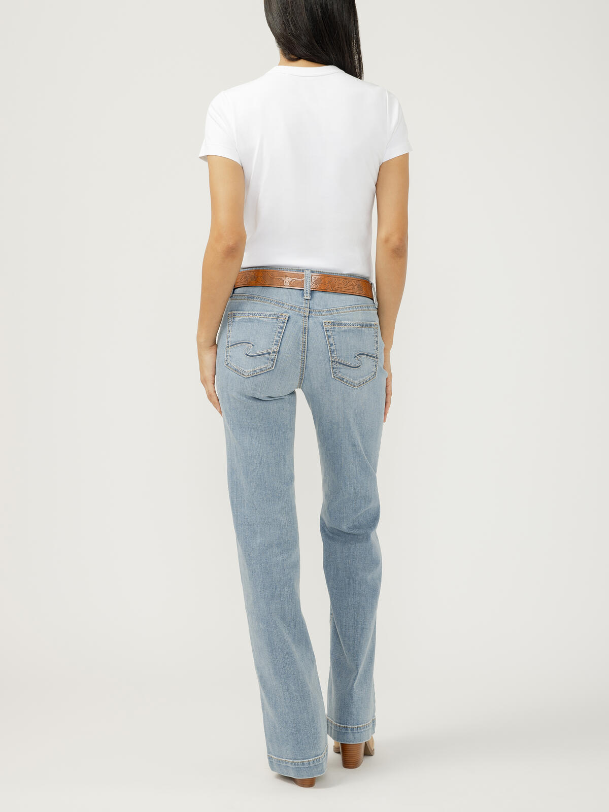 Silver Womens Suki Mid Rise Trouser Leg Frontier Strong Jeans