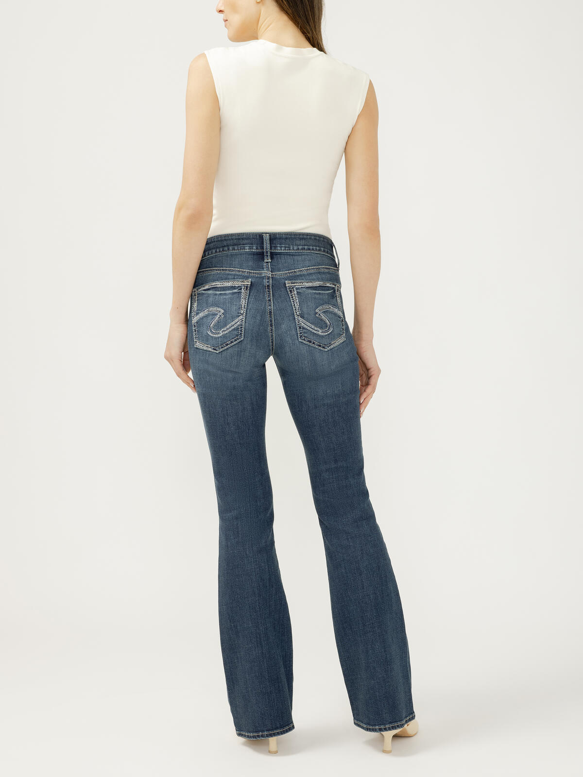 Silver Womens Suki Mid Rise Bootcut Luxe Stretch Jeans