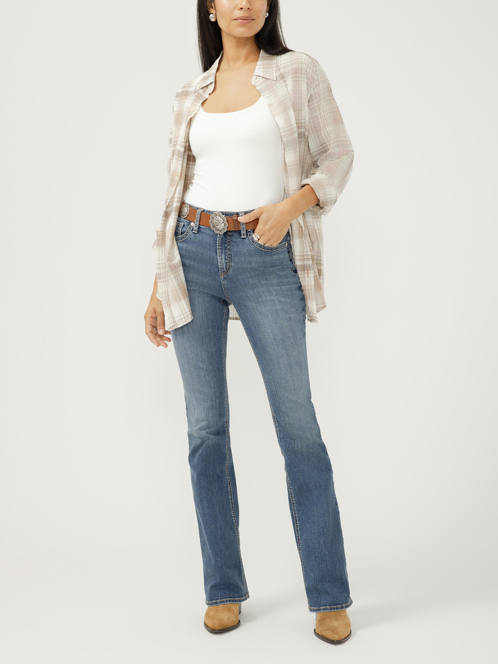 Silver Womens Avery High Rise Bootcut Frontier Strong Jeans