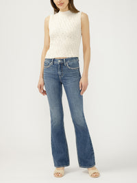 Avery Womens Silver High Rise Bootcut Jeans