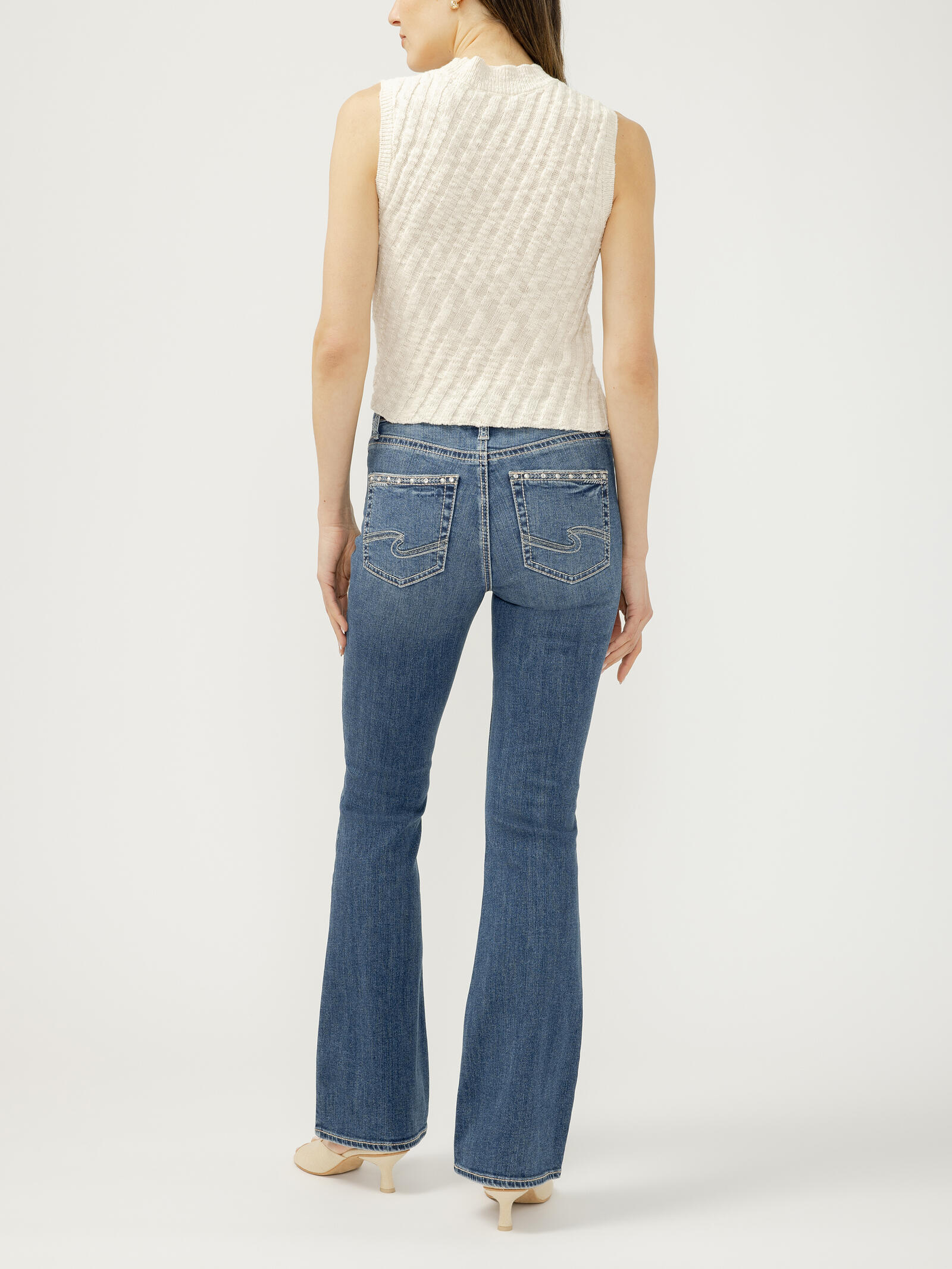 Avery Womens Silver High Rise Bootcut Jeans