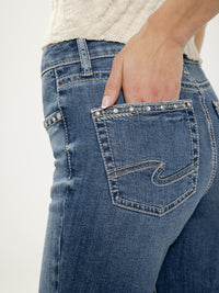 Avery Womens Silver High Rise Bootcut Jeans