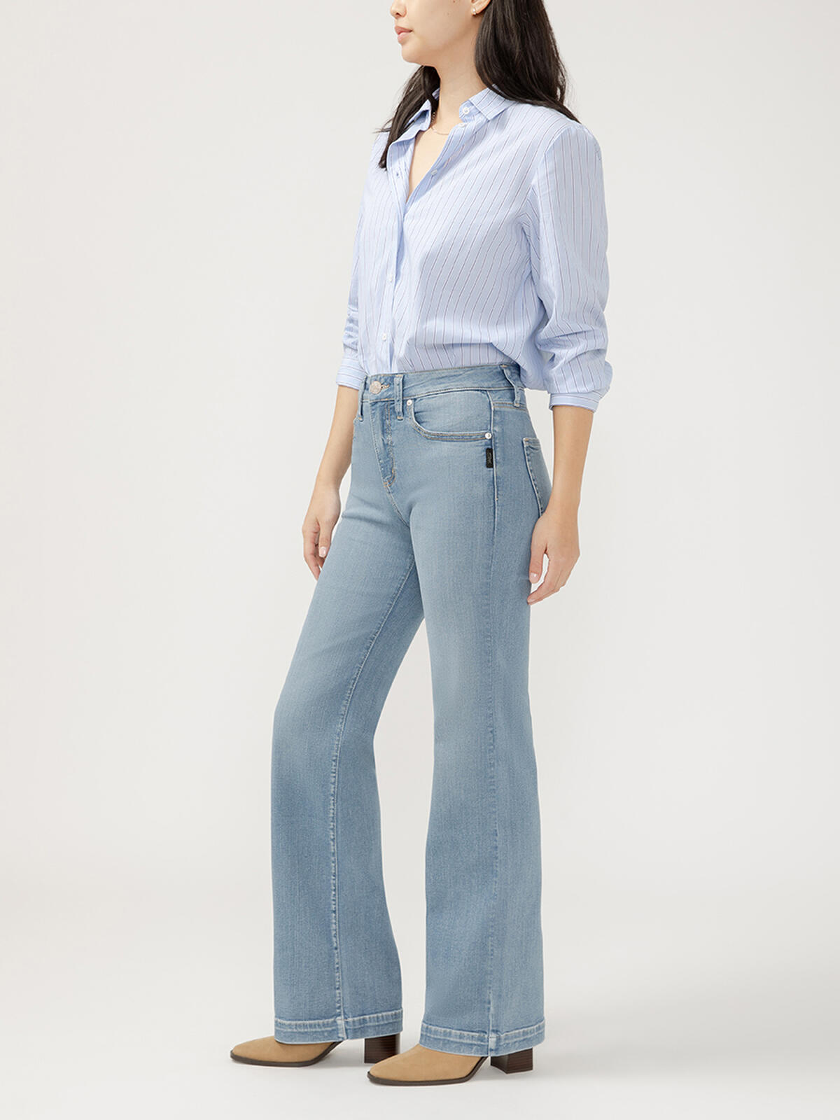 Silver Womens Avery High Rise Trouser Leg Jeans
