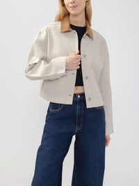 Silver Womens Cropped Jacket - Winter Creme