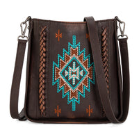 Montana West Embroidered Aztec Crossbody - Coffee