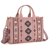 Montana West Aztec Retro Arrows Dual Sided Print Large Tote/Crossbody-Pink