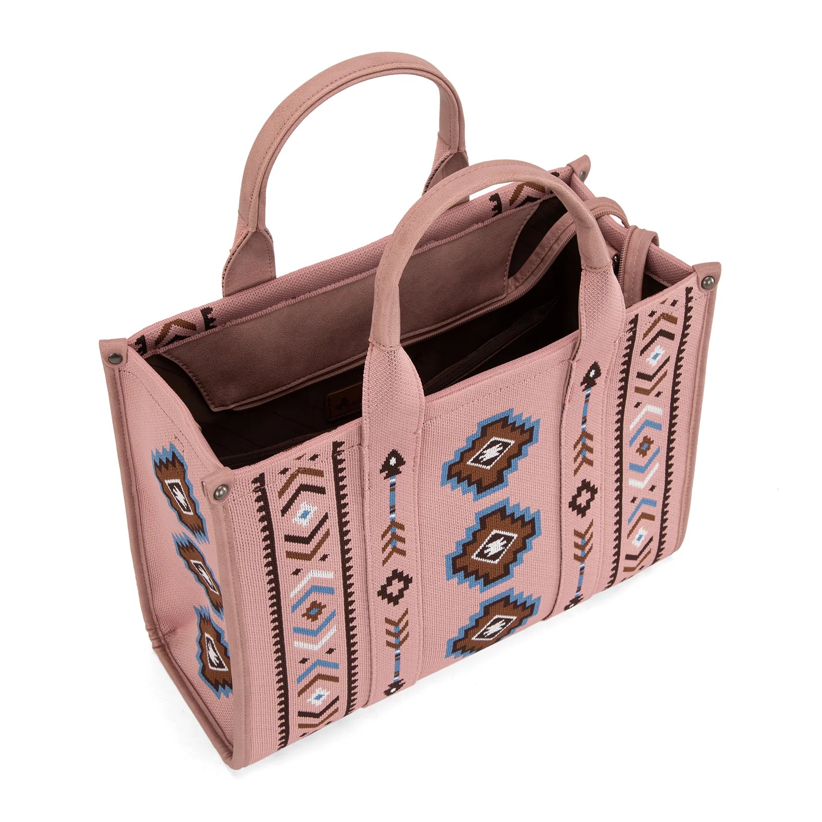 Montana West Aztec Retro Arrows Dual Sided Print Large Tote/Crossbody-Pink