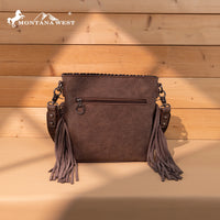 Montana West Tooled Aztec Concho Collection Crossbody -Coffee