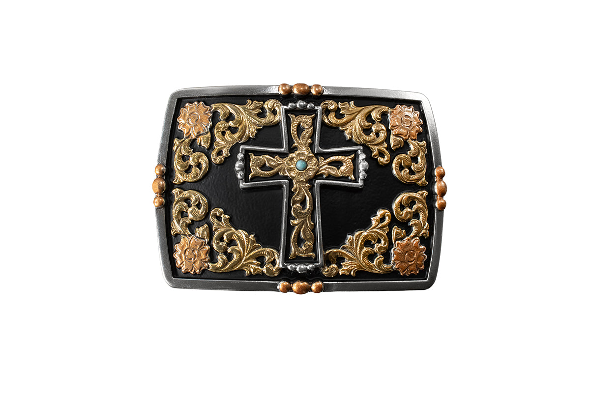 Nocona Mens Buckle Rectangle Multifinish Cross