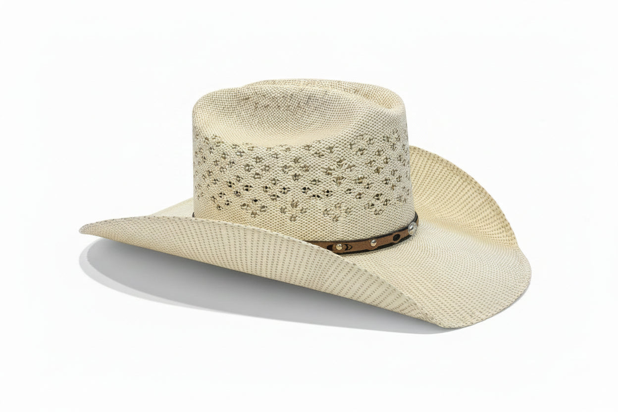 TEXAS GOLD STRAW HAT WITH BROWN BAND