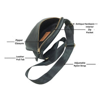 RIVET AND BURR SQUARE FANNY PACK WITH NYLON STRAP