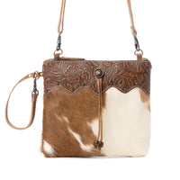 Myra Ornate Brown Leather & Hairon Bag