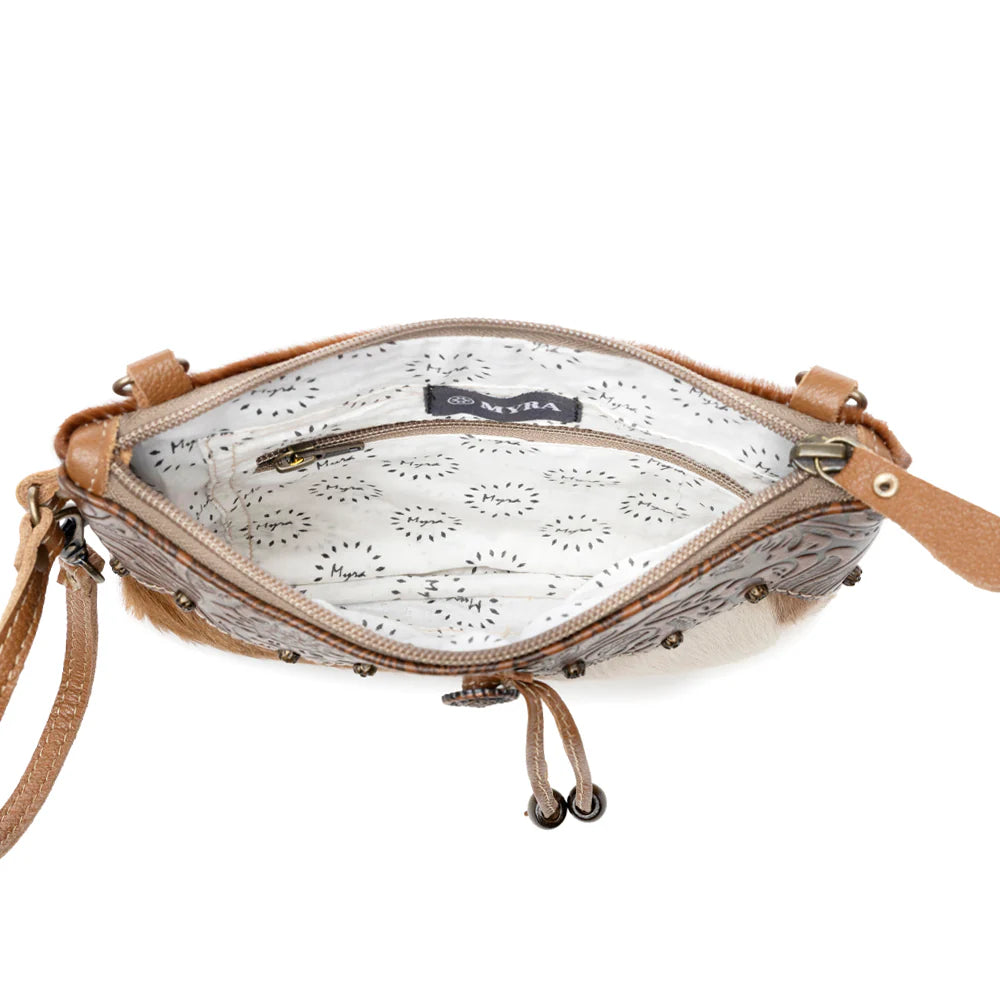 Myra Ornate Brown Leather & Hairon Bag