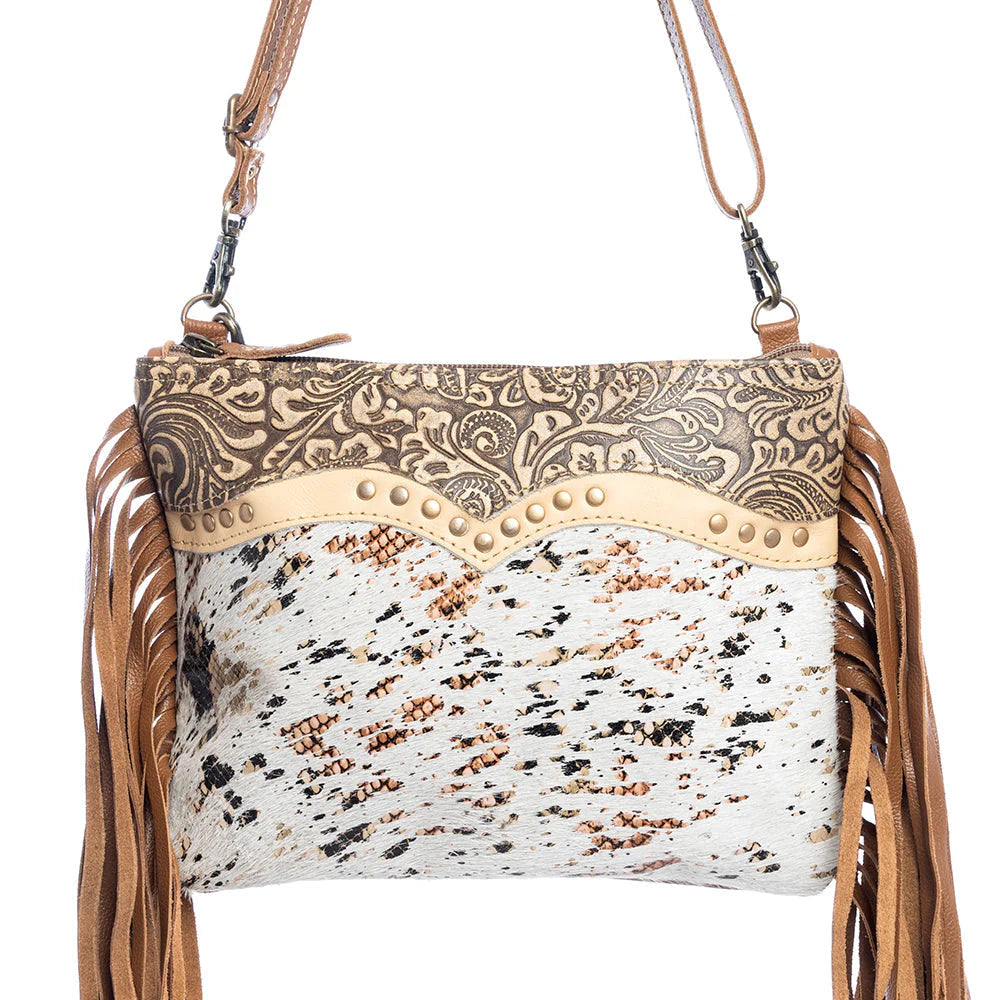 Myra Mescalaro Hill Leather & Hairon Bag in Gold Fleck