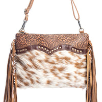 Myra Mescalaro Hill Leather & Hairon Bag in Warm Caramel