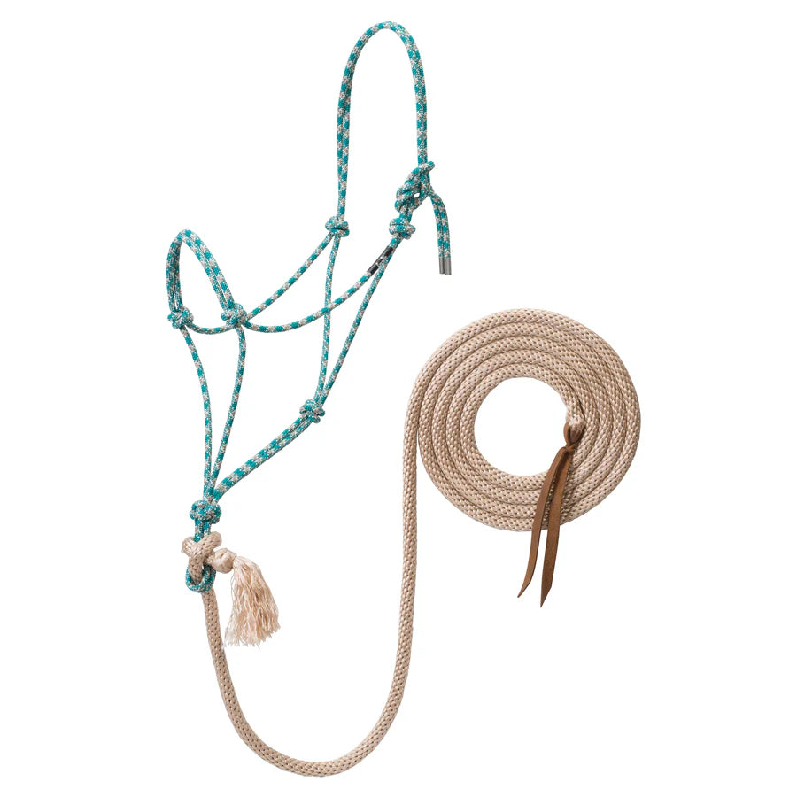 Silvertip Rope Halter With Lead -  T38 - Tan/Teal