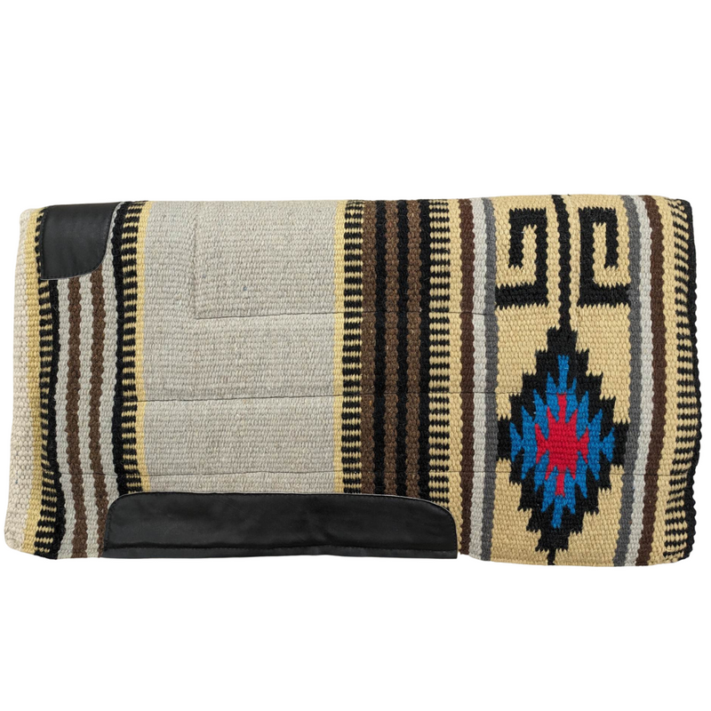 NAVAJO SADDLE BLANKET WITH FLEECE BOTTOM - 36" X 34"