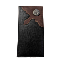 WESTERN GENIUNE LEATHER MENS LONG BIFOLD WALLET - HORSE CONCHO EMBOSSED