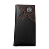 WESTERN GENIUNE LEATHER MENS LONG BIFOLD WALLET - HORSE CONCHO EMBOSSED