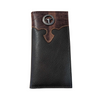 WESTERN GENIUNE LEATHER MENS LONG BIFOLD WALLET - STEER CONCHO CENTER EMBOSSED