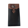 WESTERN GENIUNE LEATHER MENS LONG BIFOLD WALLET - STEER CONCHO CENTER EMBOSSED