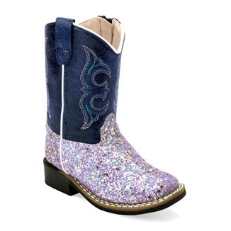 OLD WEST TODDLER WESTERN BOOT - BLUE SPARKLE