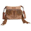 WRANGLER FRINGE FLORAL TOOLED DENIM CROSSBODY PURSE