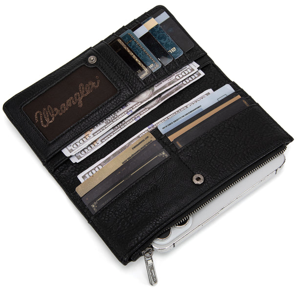 Wrangler Embroidered Bi-Fold Wallet - Black