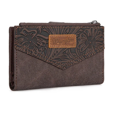 Wrangler Floral Tooled Card Holder Bi-Fold Wallet