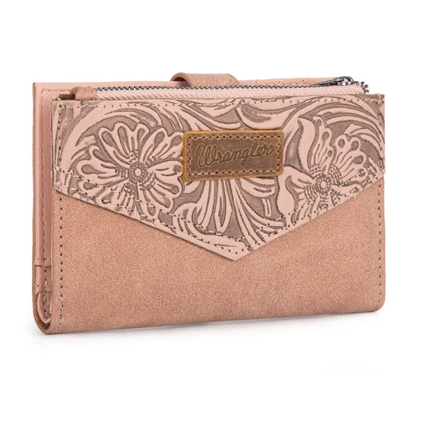 Wrangler Floral Tooled Card Holder Bi-Fold Wallet
