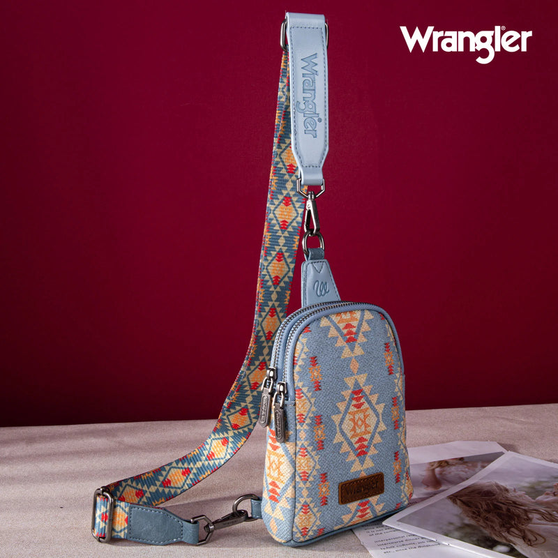 WRANGLER AZTEC PRINT CROSSBODY SLING CHEST BAG