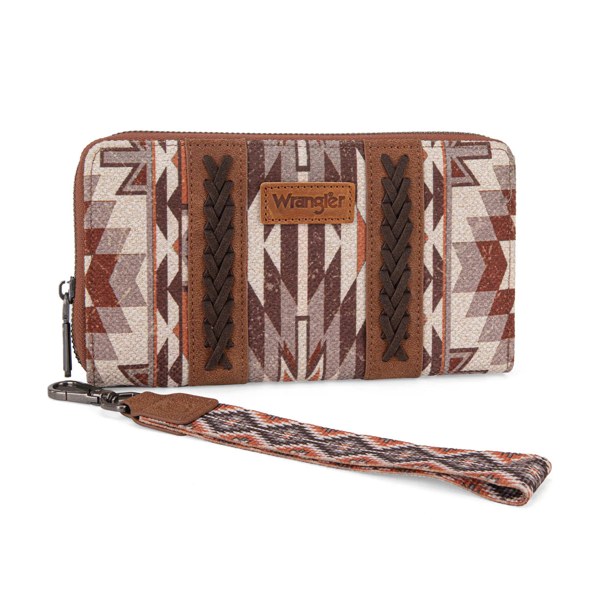 Wrangler Southwestern Art Print Wallet = Brown