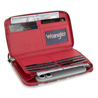 Wrangler Aztec Print Tote/Crossbody Wallet Set- Red
