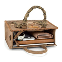 Wrangler Whipstitch Aztec Satchel Crossbody Bag Scarf Handle - Khaki