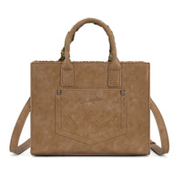 Wrangler Whipstitch Aztec Satchel Crossbody Bag Scarf Handle - Khaki