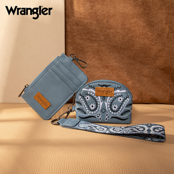 Wrangler Paisley RFID Blocking Card Coin Pouch Set