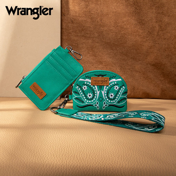 Wrangler Paisley RFID Blocking Card Coin Pouch Set