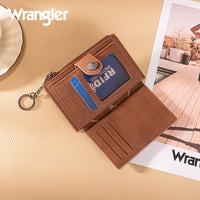 Wrangler Floral Embossed Bi-fold Wallet with Key Ring - Brown