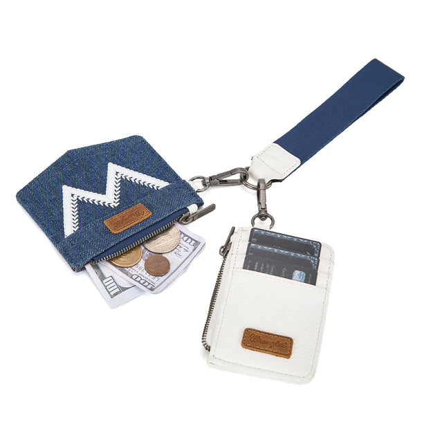 Wrangler logo "W" Embroidered Dual Pouch Wristlet