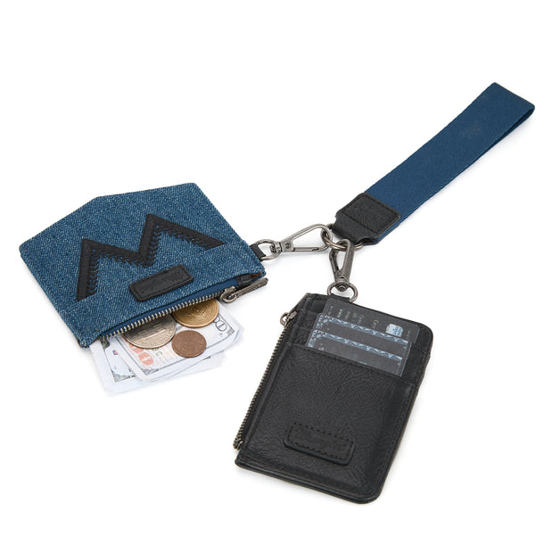 Wrangler logo "W" Embroidered Dual Pouch Wristlet