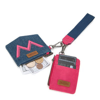 Wrangler logo "W" Embroidered Dual Pouch Wristlet