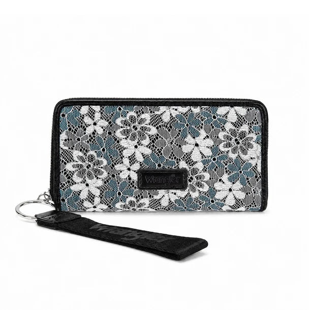Wrangler Lace Floral RFID Blocking Zip Around Wallet