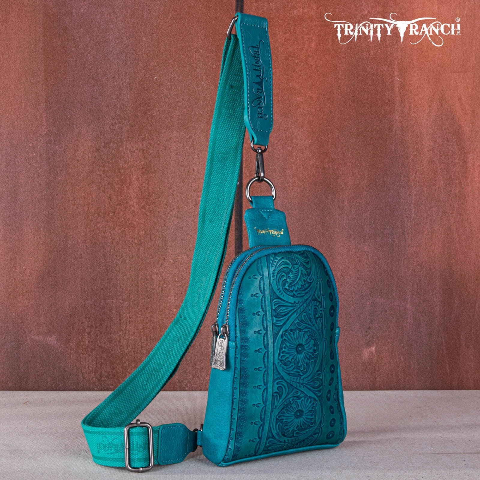 Trinity Ranch Floral Tooled Collection Sling Bag