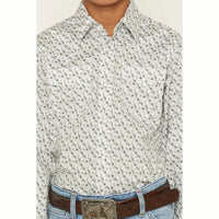 WRANGLER BOYS 20X ADVANCED SNAP WESTERN SHIRT - OLIVE CACTI