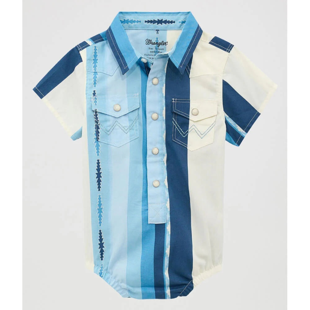 Wrangler Infant Boys Stripe Onesie Blue/White