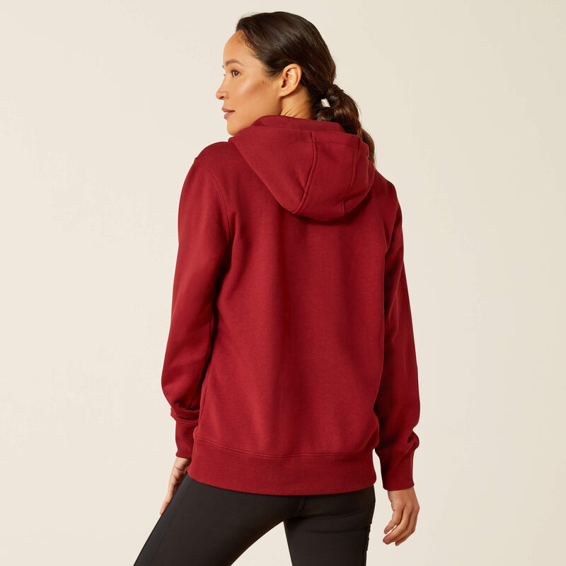 ARIAT WOMENS REBAR SKILL SET 1/2 ZIP HOODIE - CABERNET