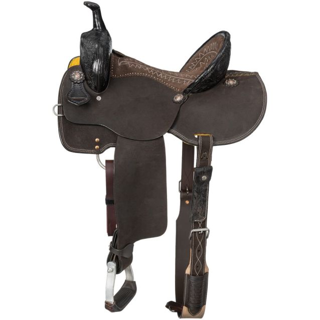 SILVER ROYAL BOOKER ROUGHOUT BARREL SADDLE